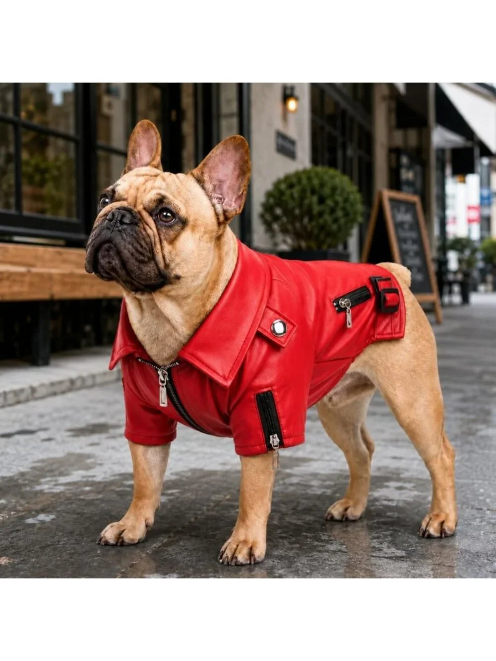 Stylish Dog Leather Jacket - Warm Windproof Coat for Small to Large Dogs, Red XS